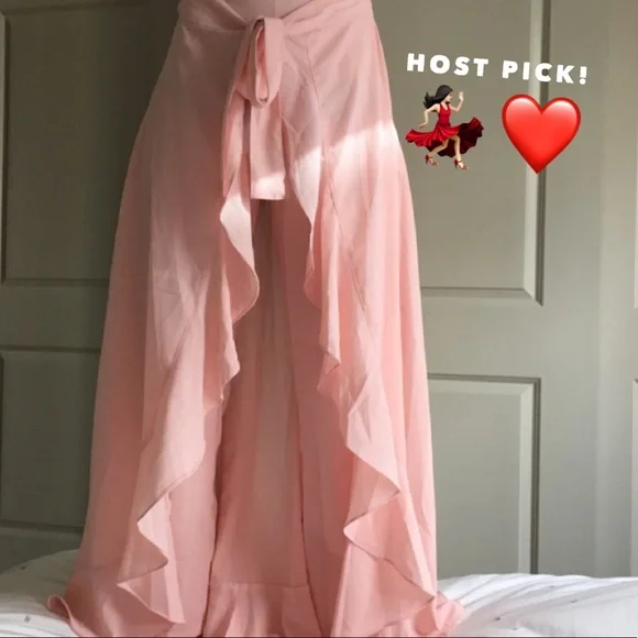 Lili Gal Pink Overlay Pants w/ Attached Wrap Skirt - Picture 3 of 5